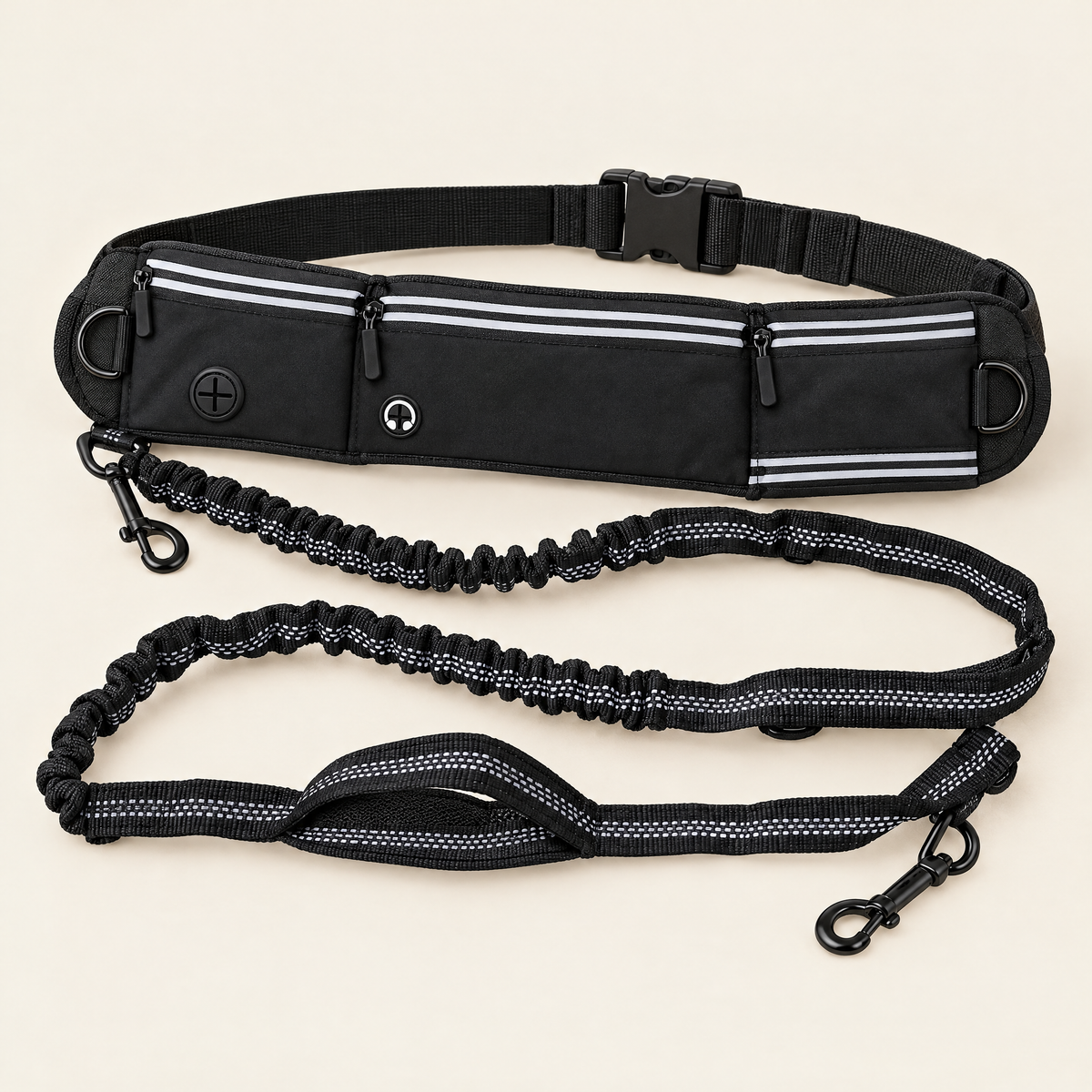 The Run Belt in black with bungee lead